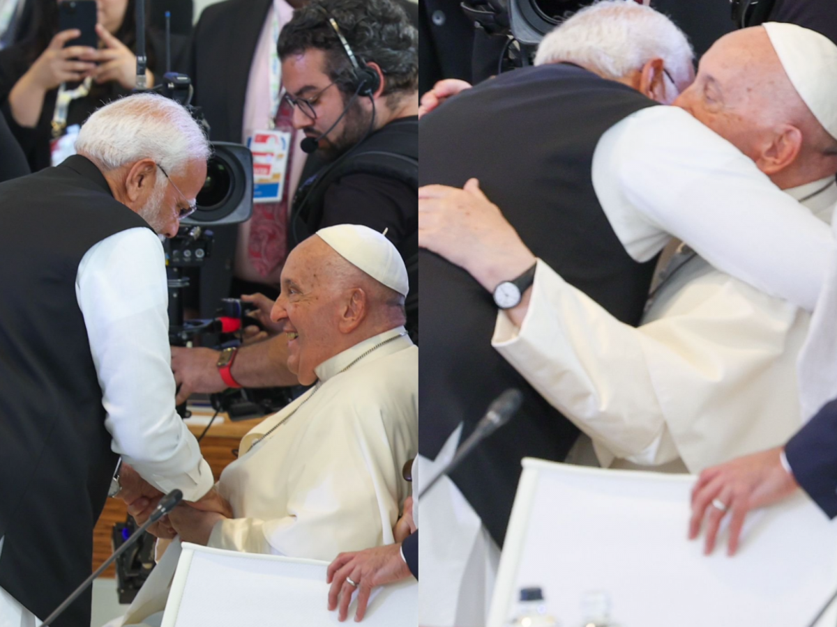 G7 Summit PM Modi Shares Hug With Pope Francis At Outreach Session In