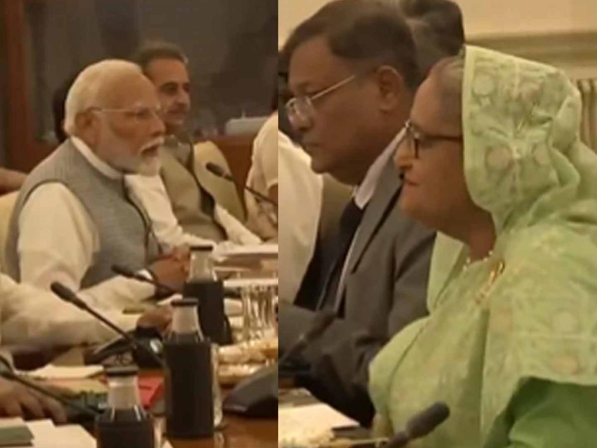 PM Narendra Modi And Bangladesh Counterpart Sheikh Hasina Hold