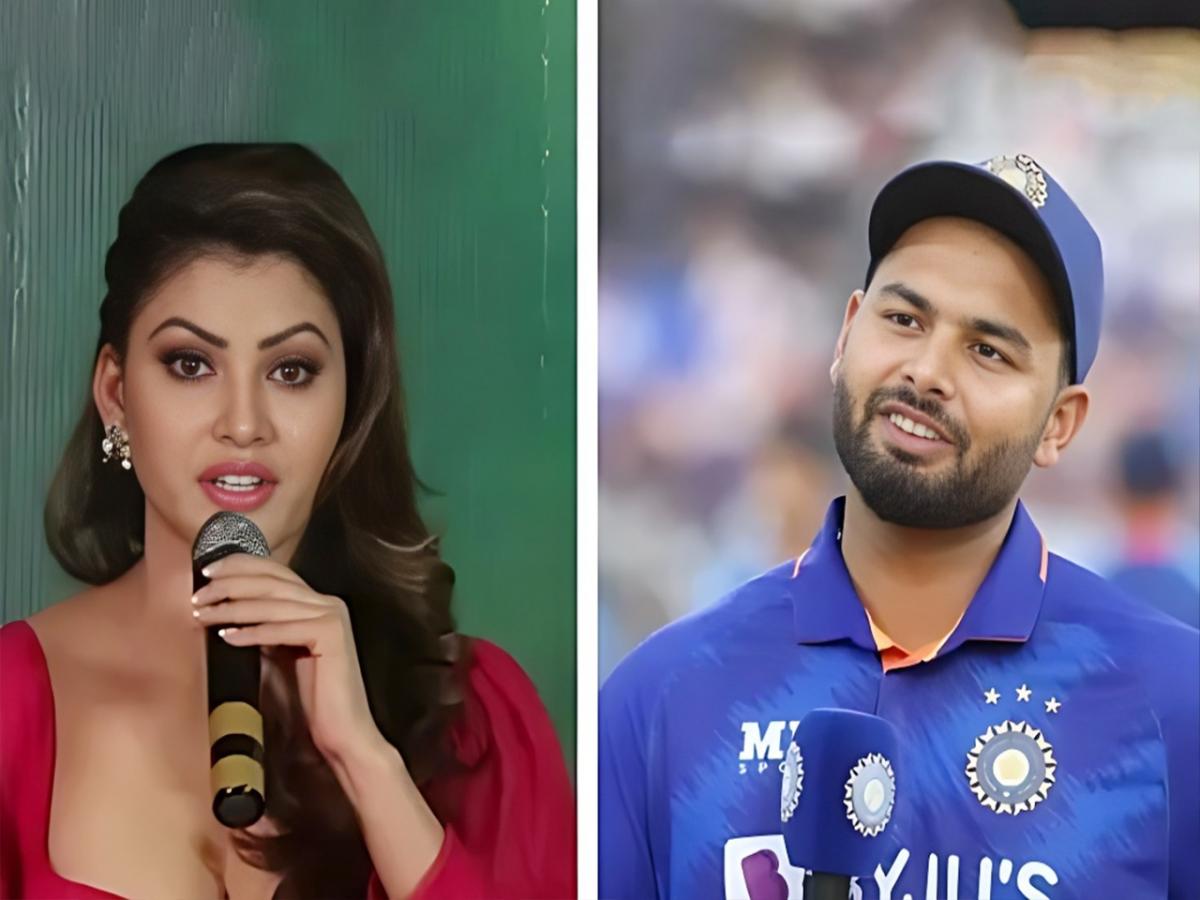 इव्हेंटमध्ये बोलत होती Urvashi Rautela, लोकांनी दिल्या Rishabh Pant ...