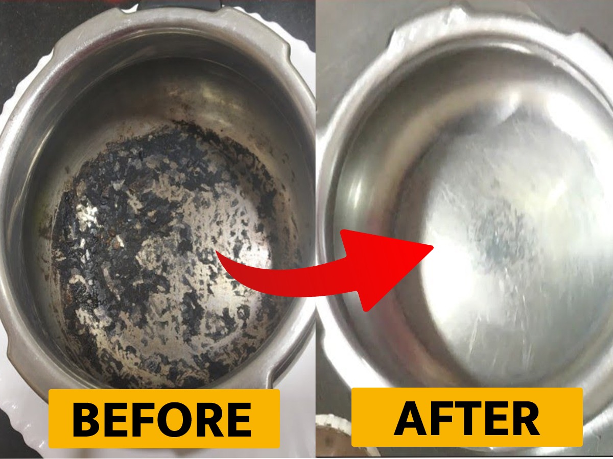 कुकरमध्ये काही जळाले, घासला तरी कुकर पांढरा स्वच्छ होतच नाही? 5