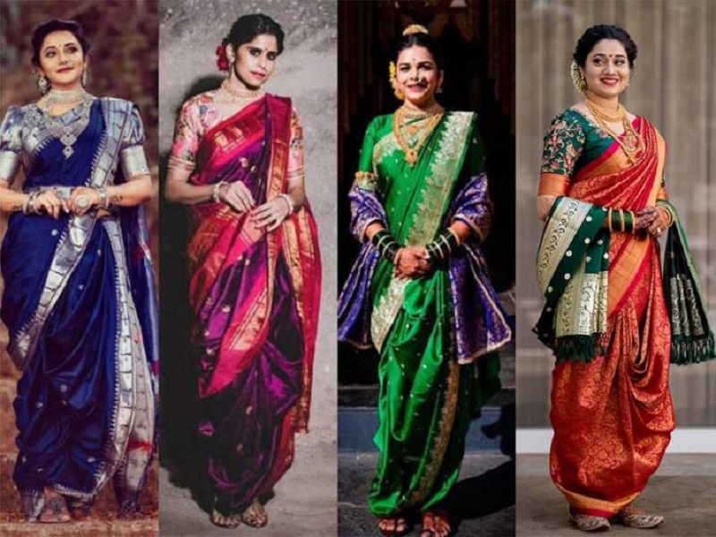 Beautiful Nauvari Sarees We Spotted On These Real Maharashtrian Brides! |  Nauvari saree, Wedding saree collection, Couple wedding dress