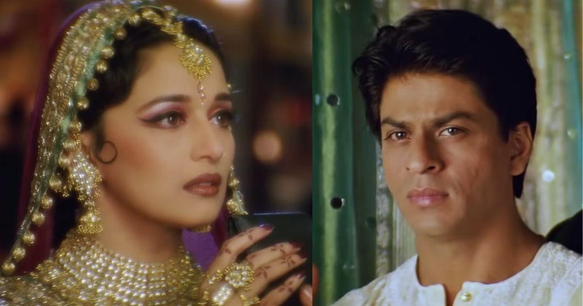 Shahrukh khan and Madhuri Dixit during the shooting of Devdas movie