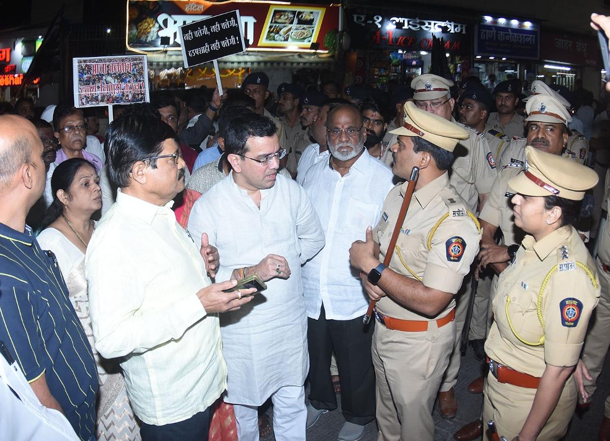 उद्धव ठाकरे गटाचा निषेध पोलिसांनी रोखला केदार दिघे म्हणाले Marathi News Protest By 3400