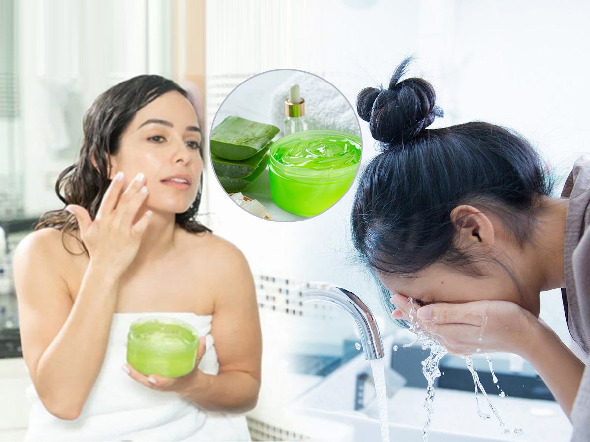 How To Use Aloe Vera For Skin ॲलोवेरा जेल लावल्यानंतर चेहरा साबणानं धुवायचा की नाही? ग्लोईंग