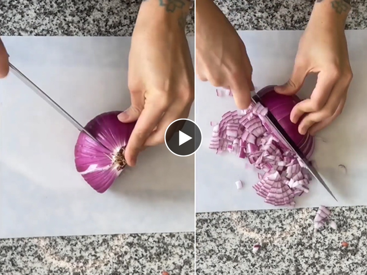 कांदा अगदी बारीक, दाणेदार चिरण्यासाठी ही बघा सोपी ट्रिक, झटपट चिरून