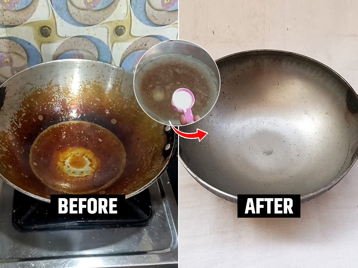 जळून काळपट पडलेली कढई २ मिनिटात होईल स्वच्छ; तासंतास घासण्याचे कष्टच