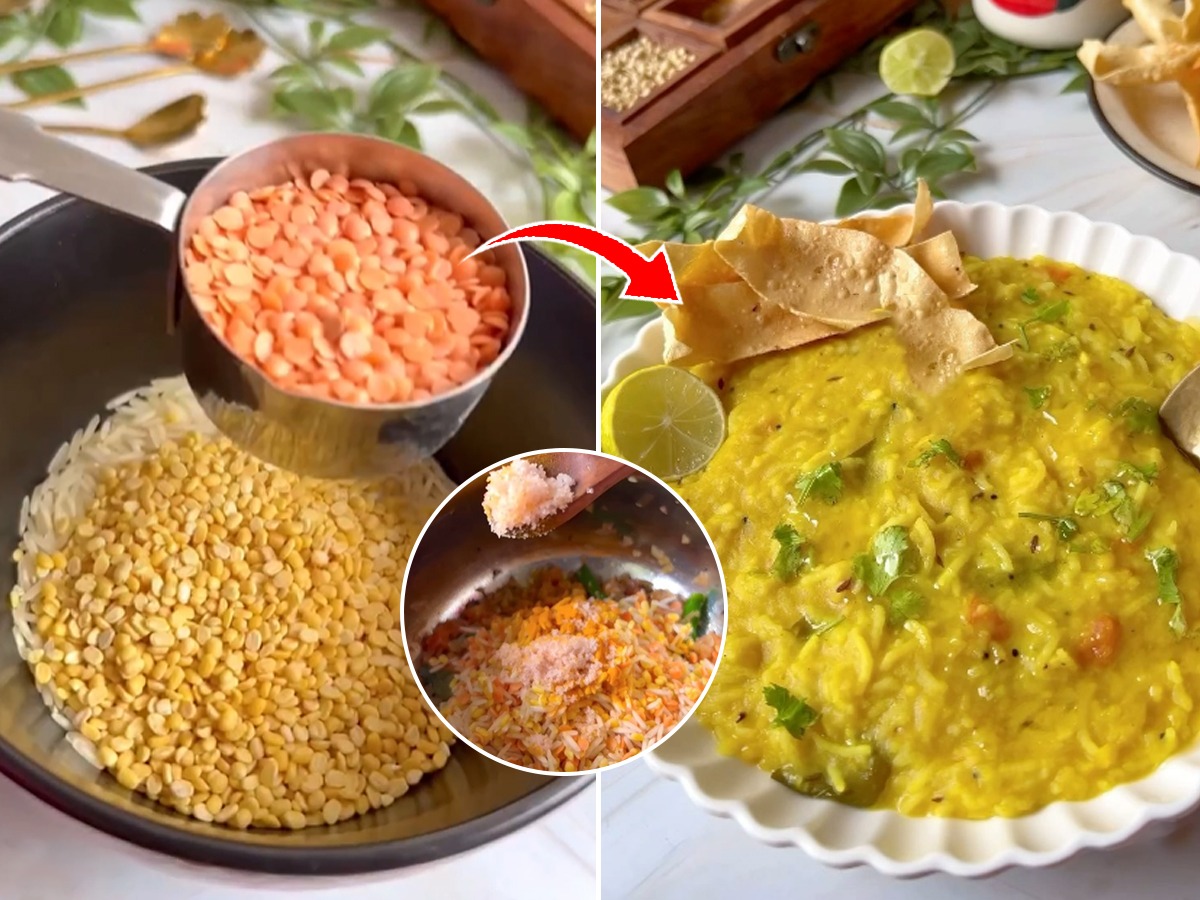 घरी ढाबास्टाईल डाळ खिचडी करता येत नाही? कुकरमध्ये द्या फोडणी