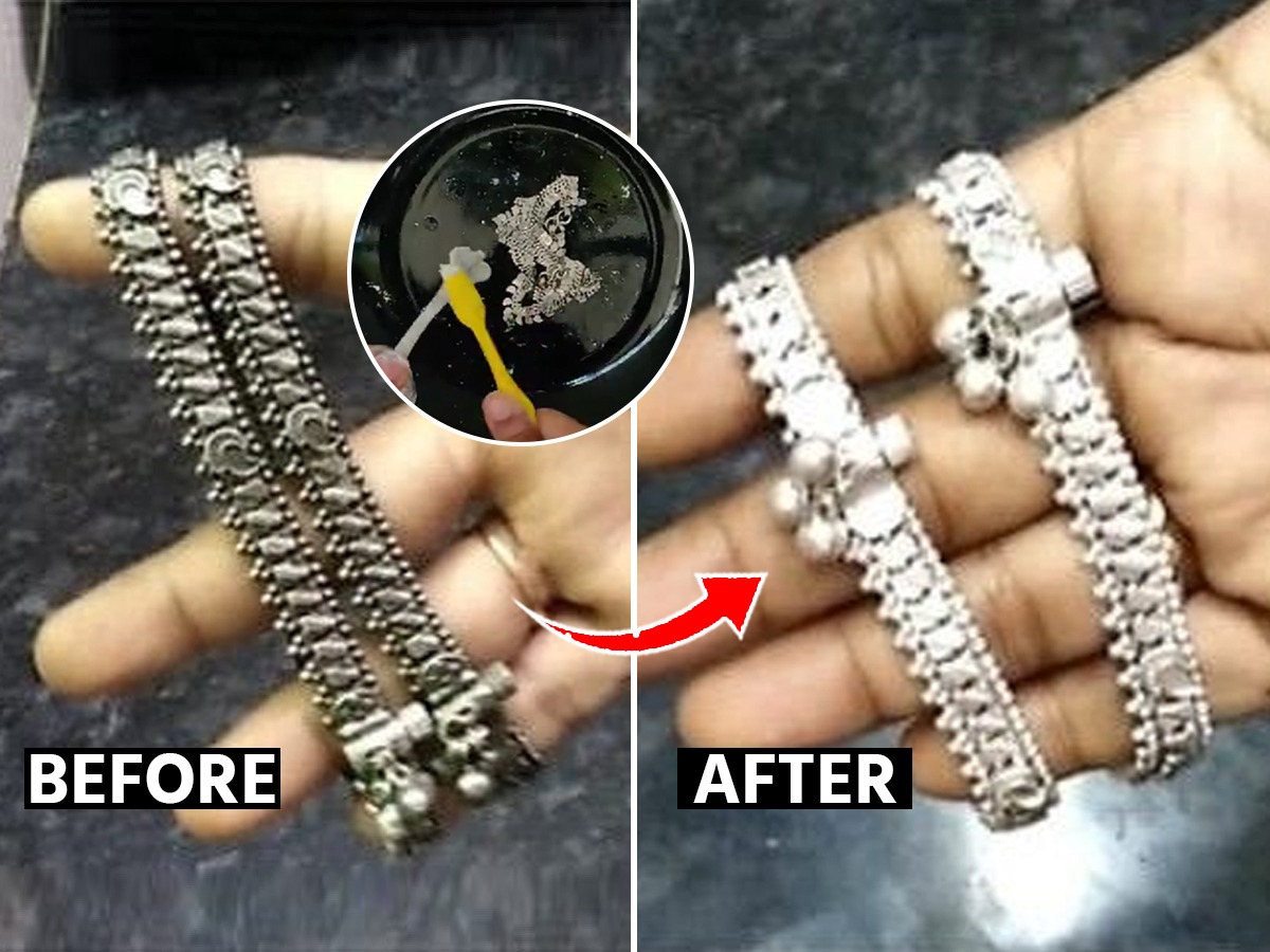 चांदीचे पैंजण काळे पडले? अर्धा चमचा टूथपेस्ट, काही मिनिटात पैंजण चकाचक