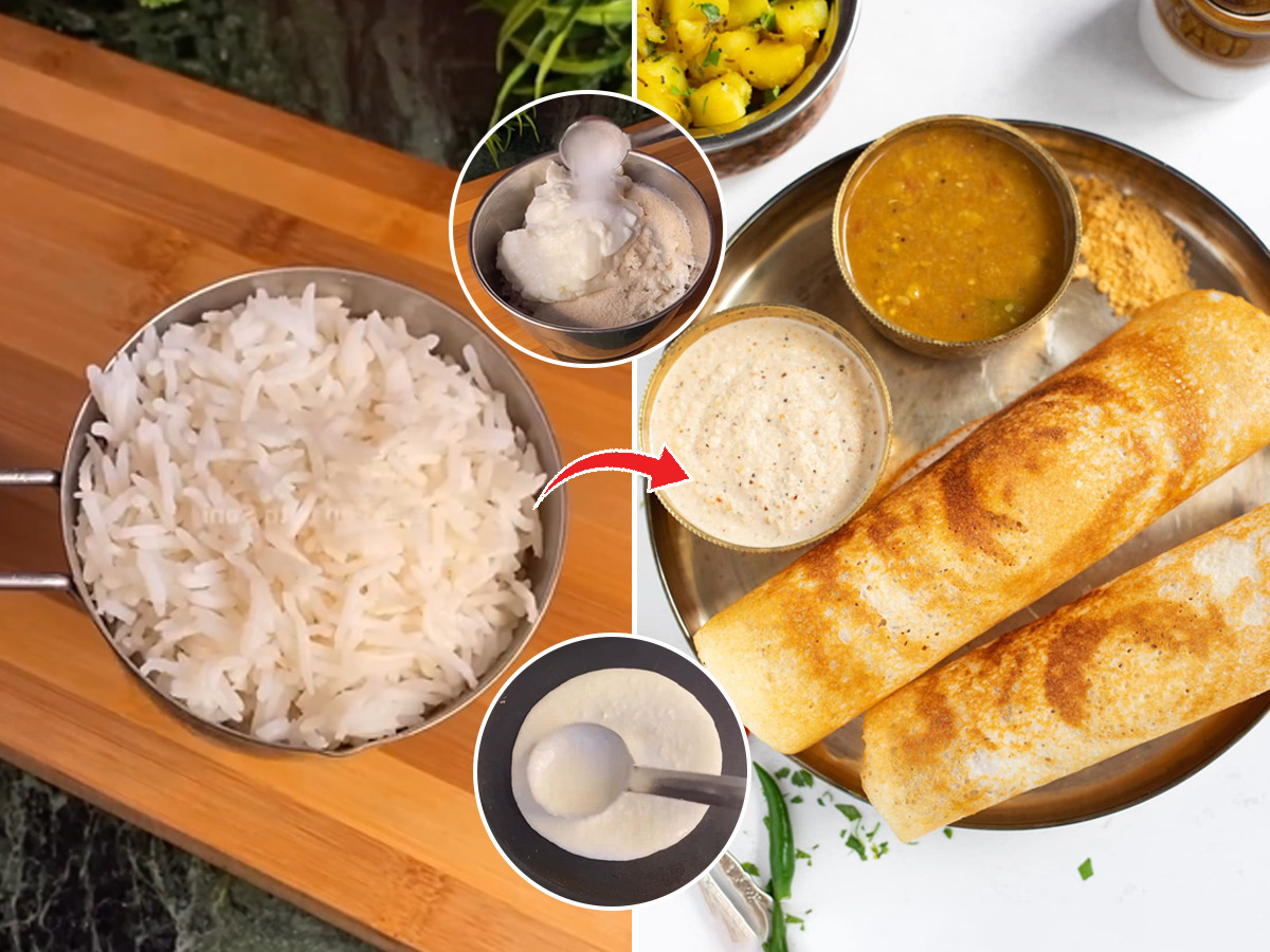 उरलेल्या भाताचा करा क्रिस्पीटेस्टी डोसा; ५ मिनिटांत बनेल डोसाफोडणीचा