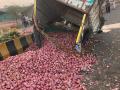 कांद्याने भरलेल्या वाहनाने भररस्त्यावर घेतली पलटी - Marathi News | A vehicle loaded with onions overturned | Latest nashik News at Lokmat.com