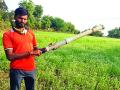 युवा शेतकऱ्याच्या तोफेचा शेतशिवारात बुलंद आवाज! - Marathi News | Young farmer's gun sounds loud in farmland! | Latest buldhana News at Lokmat.com