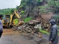 मांढरदेव घाटात दरड कोसळल्याने दोन तास वाहतूक ठप्प - Marathi News | Traffic jam for two hours due to landslide in Mandhardev Ghat | Latest satara News at Lokmat.com