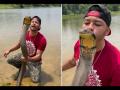King Cobra: किंग कोब्राला पकडून केलं किस, व्हिडीओ पाहून हैराण झाले लोक! - Marathi News | Man kissing king cobra people shock after watching video | Latest jarahatke News at Lokmat.com