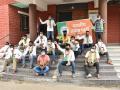 महामार्गावरील खड्डे बुजवा, बाधकाम विभागासमोर भाजपचे आंदोलन  - Marathi News | Fill the potholes on the highway, BJP's agitation in front of the construction department | Latest ahilyanagar News at Lokmat.com