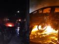 पार्किंगमधील सहा वाहनांना आग; तीन वाहने जळून खाक - Marathi News | Fire six vehicles in the parking lot; Burn three vehicles in thane | Latest thane News at Lokmat.com