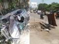 Accident : रस्त्याच्या अर्धवट कामामुळे भीषण अपघात, गाडीचा चुराडा - Marathi News | Accident : Terrible accident due to partial work of the road, car crash | Latest kalyan-dombivli News at Lokmat.com