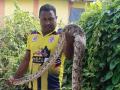 चिरनेरमधील कंटेनरच्या गोदामात आढळला नऊ फुट लांबीचा अजगर - Marathi News | A nine-foot long python found in a container warehouse in Chirner | Latest navi-mumbai News at Lokmat.com