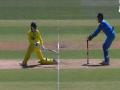 India vs Australia 2nd ODI : कोण म्हणतंय धोनी थकलाय, मग हा व्हिडीओ पाहाच! - Marathi News | India vs Australia 2nd ODI: Lightning quick from MSD, Dhoni is quick as anything and whips the bails off. | Latest cricket News at Lokmat.com