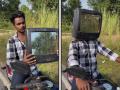 Viral Video: जुना, तुटलेल्या टीव्हीचा बनवला हेल्मेट; तरुणाचा जुगाड पाहून नेटकरी शॉक! - Marathi News | Viral Video: Man Ditches Helmet for TV Cover in Extreme Indian Jugaad | Latest social-viral News at Lokmat.com