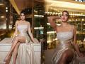 Janhvi Kapoor : टेबलवर बसून जान्हवीने दिल्या अशा पोझ, हाई स्लिट गाउनमध्ये दिसतेय स्टनिंग - Marathi News | Janhvi Kapoor raised the internet temperature in a shimmery gown see her killer style in pictures | Latest filmy Photos at Lokmat.com
