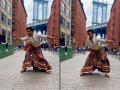 न्यूयाॅर्कमध्ये भर रस्त्यात देसी डान्सरचा पुष्पा जलवा! शर्टवर स्कर्ट घालून केला सामी डान्स - Marathi News | Desi dancer's Pushpa Jalwa on the streets of New York! Indian youth performing Sami dance wearing a skirt over a shirt | Latest sakhi News at Lokmat.com
