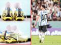 Lionel Messi's special World Cup boots : कुछ खास है! लिओनेल मेस्सीचा विक्रम अन् चर्चा त्याच्या बुटांची, असं काय लिहिलंय त्यावर? - Marathi News | Fifa World Cup 2022 Argentina beat Mexico : Lionel Messi's special World Cup boots with birth date of his sons written on them go viral, See pics | Latest football Photos at Lokmat.com