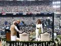 Donald Trump Visit: किस्सा कुर्सी का; व्यासपीठावराच्या दोन खुर्च्यांमधून मोदींनी दिला मोठा संदेश - Marathi News | Donald Trump Visit: Modi delivered a big message by placing only two chairs on the platform | Latest national News at Lokmat.com