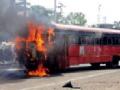 माहूर येथे धावती एसटी बस पेटली - Marathi News | A bus rammed into the bus at Mahur | Latest yavatmal News at Lokmat.com