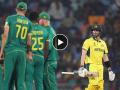 SA vs AUS Live : चतूर आफ्रिकेमुळे ऑस्ट्रेलिया संकटात! स्टीव्ह स्मिथला विकेटवर बसला नाही विश्वास, Video  - Marathi News | ICC ODI World Cup 2023 SA vs AUS Live : STEVE SMITH CAN'T BELIEVE IT, Australia lose 4 for 56 while chasing 312 runs,  Kagiso Rabada gets his 2nd wicket Video  | Latest cricket News at Lokmat.com