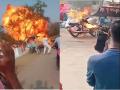 Royal Enfield Bullet catch Fire, Explode Video: इलेक्ट्रीक स्कूटर सोडा, ही बुलेट बघा! बॉम्बसारखी फुटली; पाहणाऱ्यांच्या पायाखालची जमीन हादरली - Marathi News | Royal Enfield Bullet catch Fire, Explode Video: not only electric scooter, look at this all new bullet! Exploded like a bomb at Anantapur temple | Latest auto News at Lokmat.com