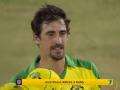 WI vs AUS, Mitchell Starc : ०,०,०,०,०,६; अखेरच्या षटकात मिचेल स्टार्कनं दाखवली कमाल, आंद्रे रसेलची उडाली भंबेरी - Marathi News | Mitchell Starc defends 11 off the final over against Andre Russell, He goes - 0, 0, 0, 0, 0, 6 & Australia win by 4 runs | Latest cricket News at Lokmat.com