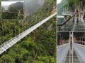 खुला झाला जगातील सर्वांत लांब काचेचा पूल, चीनवर केली मात - Marathi News | The worlds longest glass bottomed bridge opens to the public stretching 2073ft over a jungle in Vietnam | Latest international News at Lokmat.com