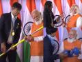 नीरज चोप्राचा भाला, सिंधूचे रॅकेट अन् लवलिनाचे ग्लोव्ह्ज यांचा लिलाव होणार, पंतप्रधान मोदींचा सल्ला! - Marathi News | PM Narendra Modi suggests auctioning of Neeraj Chopra’s Javelin, PV Sindu’s racquet & Lovlina Borgohain gloves for charity | Latest other-sports Photos at Lokmat.com
