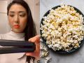 Popcorn using Hair Straightener: हेअर स्ट्रेटनर वापरून बनविले गरमागरम पॉपकॉर्न!! बघा कशी लढविली शक्कल... - Marathi News | Social viral: Women is making popcorn using hair straightener, must watch this viral video | Latest sakhi News at Lokmat.com