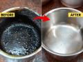 जळालेली काळीकुट्ट स्टीलची कढई स्वच्छ चकचकीत करण्याचा १ उपाय- न घासता कढई चमकेल - Marathi News | how to clean burnt kadhai, simple kitchen tips to clean burnt kadhai, easy cleaning tips for burnt kadhai | Latest sakhi Photos at Lokmat.com