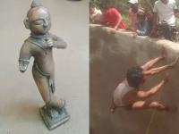 लाखो रुपये किंमतीची भगवान श्रीकृष्णाची मूर्ती सापडली; विहिरीच्या तळातून बाहेर काढण्यात यश - Marathi News | Lord Krishna Ashtadhatu Murti Recovered From Well In Banda pnm | Latest jarahatke Photos at Lokmat.com