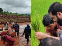 मंत्री एकनाथ शिंदेंची भातशेती, गावकडचे फोटो व्हायरल - Marathi News | Minister Eknath Shinde's paddy farming, photo goes viral | Latest satara Photos at Lokmat.com