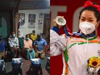 Mirabai chanu : मीराबाईच्या घरी लगेच पोहोचला पिझ्झा, आई-वडिलांसमोर लागली थप्पी - Marathi News | Mirabai chanu : domino's india reached at home of mirabai chanu in imphal with pizza after wish and victory | Latest national Photos at Lokmat.com