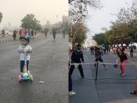 Mumbai: हे खरंय... मरीन ड्राईव्हच्या रस्त्यावर चक्क बॅडमिंटन अन् स्केटींग, नो ट्रॅफीक - Marathi News | Mumbai: That's right ... badminton and skating on Marine Drive, no traffic | Latest mumbai Photos at Lokmat.com