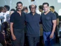Rajinikanth, Akshay Kumar and Salman Khan during the first look of film 2.0 - Marathi News | Rajinikanth, Akshay Kumar and Salman Khan during the first look of film 2.0 | Latest filmy Photos at Lokmat.com