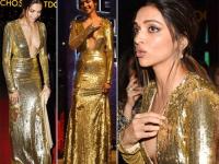 गोल्डन गाउनमध्ये दीपिकाची झाली अशीही फजिती - Marathi News | Deepika Padukone in Golden Gown | Latest filmy Photos at Lokmat.com