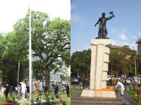 Photos: सोशल डिस्टन्स पाळून ध्वजारोहण, मुख्यमंत्र्यांनी हुतात्म्यांपुढे टेकला माथा - Marathi News | Photos: Flag hoisting following social distance, bowing before martyrs, maharashtra day 1 may MMG | Latest mumbai Photos at Lokmat.com