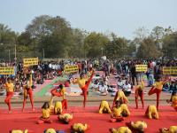 जागतिक सूर्यनमस्कार दिनानिमित्त सामूहिक सूर्यनमस्कार - Marathi News | Collective Suryanamaskar on the occasion of World Suryanmaskar Day | Latest akola Photos at Lokmat.com