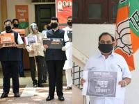 भाजपा नेते ठाकरे सरकारच्या विरोधात, देवेंद्र फडणवीस, खडसे, राणे दिसले आंदोलनात - Marathi News | Devendra Fadnavis, Khadse, Rane appeared in the agitation against the BJP leader Thackeray government MMG | Latest maharashtra Photos at Lokmat.com