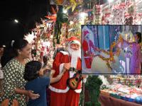 नाताळनिमित्त कोल्हापुरातील बाजारपेठ सजली, चर्च विद्युत रोषणाईंनी उजळले - Marathi News | Markets in Kolhapur are decorated on the occasion of Christmas, churches are lit up with electric lights | Latest kolhapur Photos at Lokmat.com