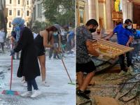 कडक सॅल्यूट! कुणी जेवण देतंय तर कुणी रस्ते साफ करतंय, कठीण काळात एकत्र आलेत लेबनानचे लोक! - Marathi News | Lebanese unite together to clean up and give aid in solidarity with the affected | Latest international Photos at Lokmat.com