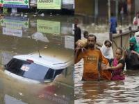 Gujarat Flood: गुजरातमध्ये परिस्थिती बिघडली; ६१ जणांचा मृत्यू, २७२ जनावरे दगावली, पाहा रौद्ररुप फोटो - Marathi News | Gujarat Flood: Heavy floods in Gujarat have killed 61 people and injured 272 animals, see photos | Latest national Photos at Lokmat.com
