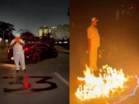 ३३ व्या वाढदिवसाचा भयंकर स्टंट! गोरेगावमध्ये पेट्रोल ओतून रस्ता पेटवला; रील स्टारला पोलिसांनी ठोकल्या बेड्या - Marathi News | Terrifying stunt on 33rd birthday! Poured petrol and set fire to road in Goregaon; Reel star arrested by police | Latest mumbai News at Lokmat.com