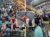 लहान मुले-वृद्धांनी बेंचवर झोपून रात्र काढली; इंडिगो संकटामुळे प्रवाशांचे प्रचंड हाल;..! - Marathi News | Indigo Crisis: Children and elderly spent the night sleeping on floor and benches; Passengers suffer greatly due to Indigo crisis | Latest national Photos at Lokmat.com