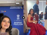 फ्रान्समध्ये मराठीचा डंका, प्राजक्ता माळीने 'कान्स'मधून शेअर केला व्हिडीओ; तिचा लूक पाहिलात? - Marathi News | prajakta mali shared first video from cannes film festival france ashok saraf ashutosh gowariker also seen | Latest filmy News at Lokmat.com